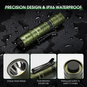 PIOOCAN compact 3.72-inch flashlight weighing 60 g fits in any pocket.