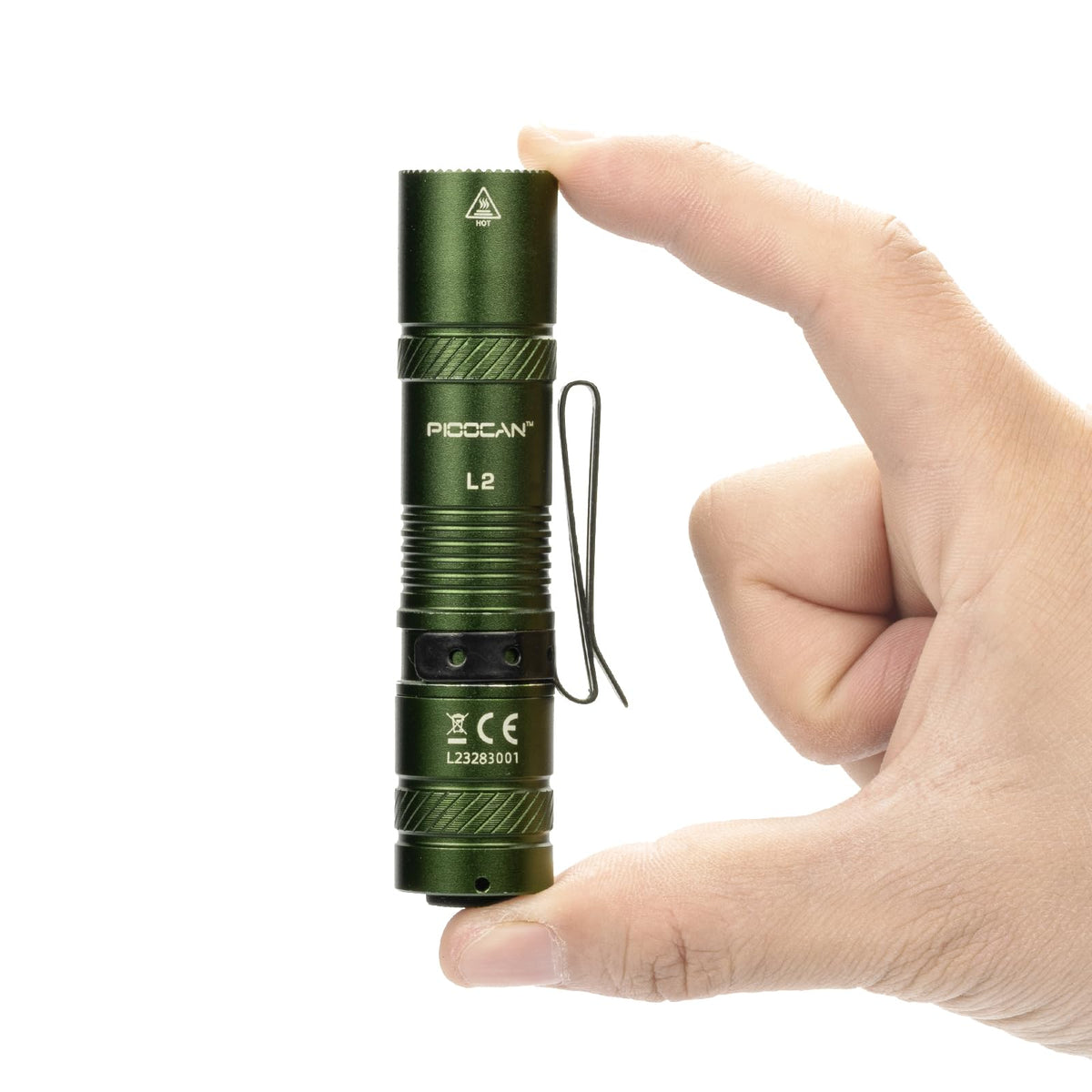 PIOOCAN 1200-lumen beam flashlight for bright outdoor visibility.