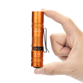PIOOCAN rechargeable flashlight showing 1200-lumen beam for outdoor visibility.