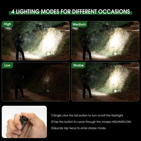 PIOOCAN USB-C rechargeable AA-compatible flashlight for flexible charging.
