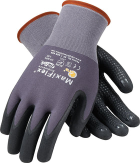 PIP G-Tek coated work gloves front view showing comfortable fit and grip for light oils.