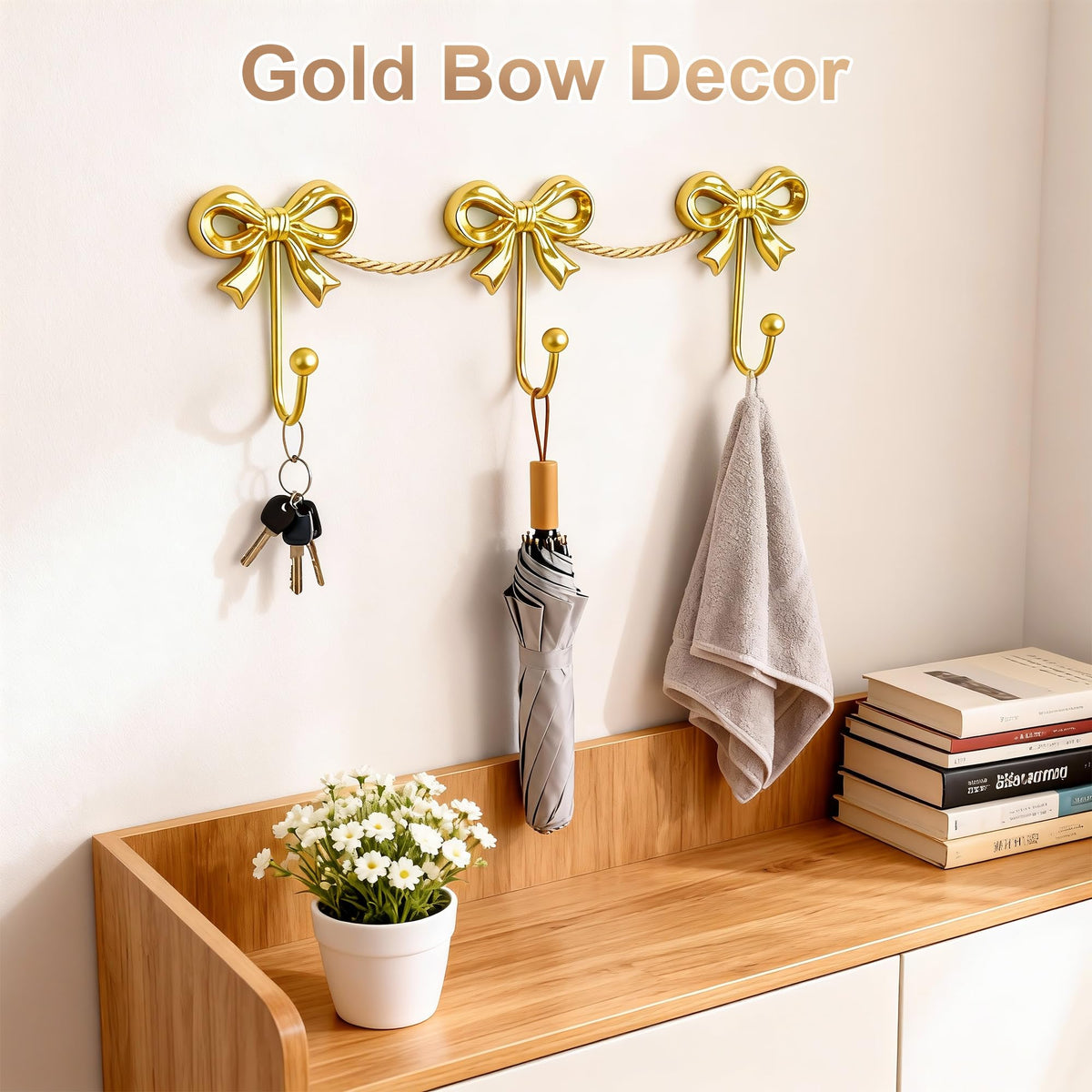 Pipigaty cast iron bow hook; durable wall decor for coats.