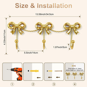 Pipigaty gold bow decor for bathroom; practical towel hanging.