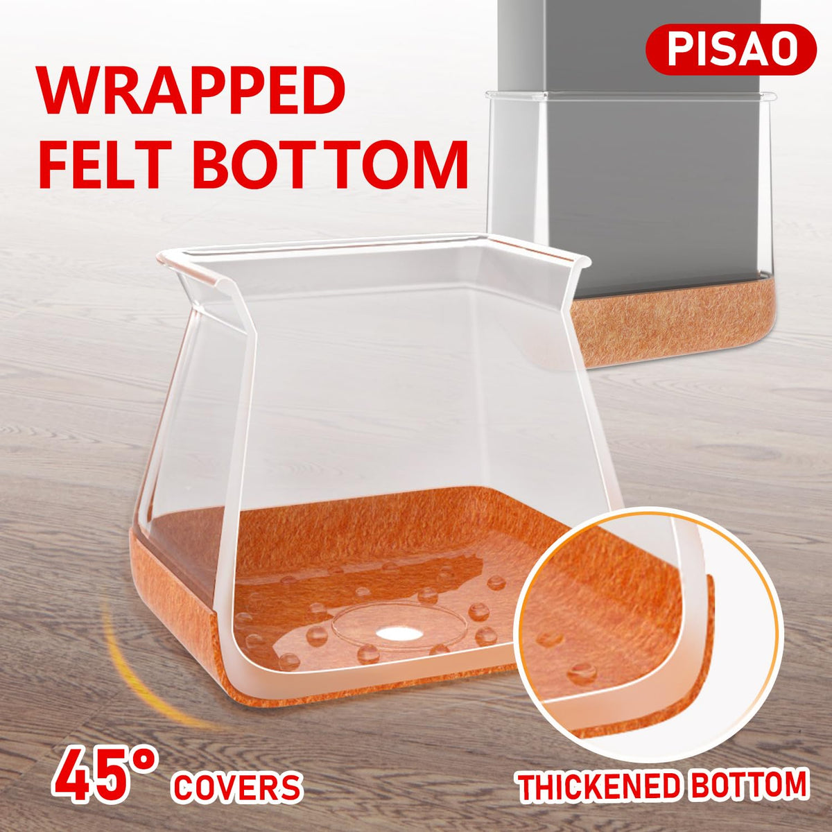PISAO chair leg protectors fit various chair legs for versatility