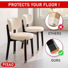 PISAO silicone chair leg cap showing easy slip-on installation.