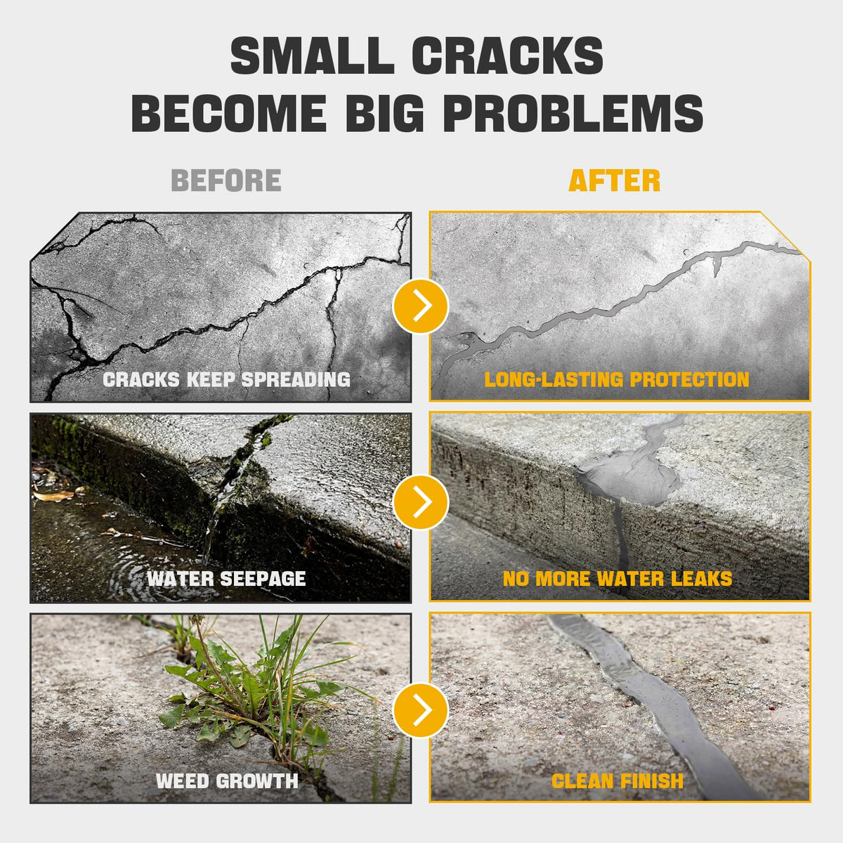 Piukir Concrete Crack Filler 3-pack ready for multiple repairs