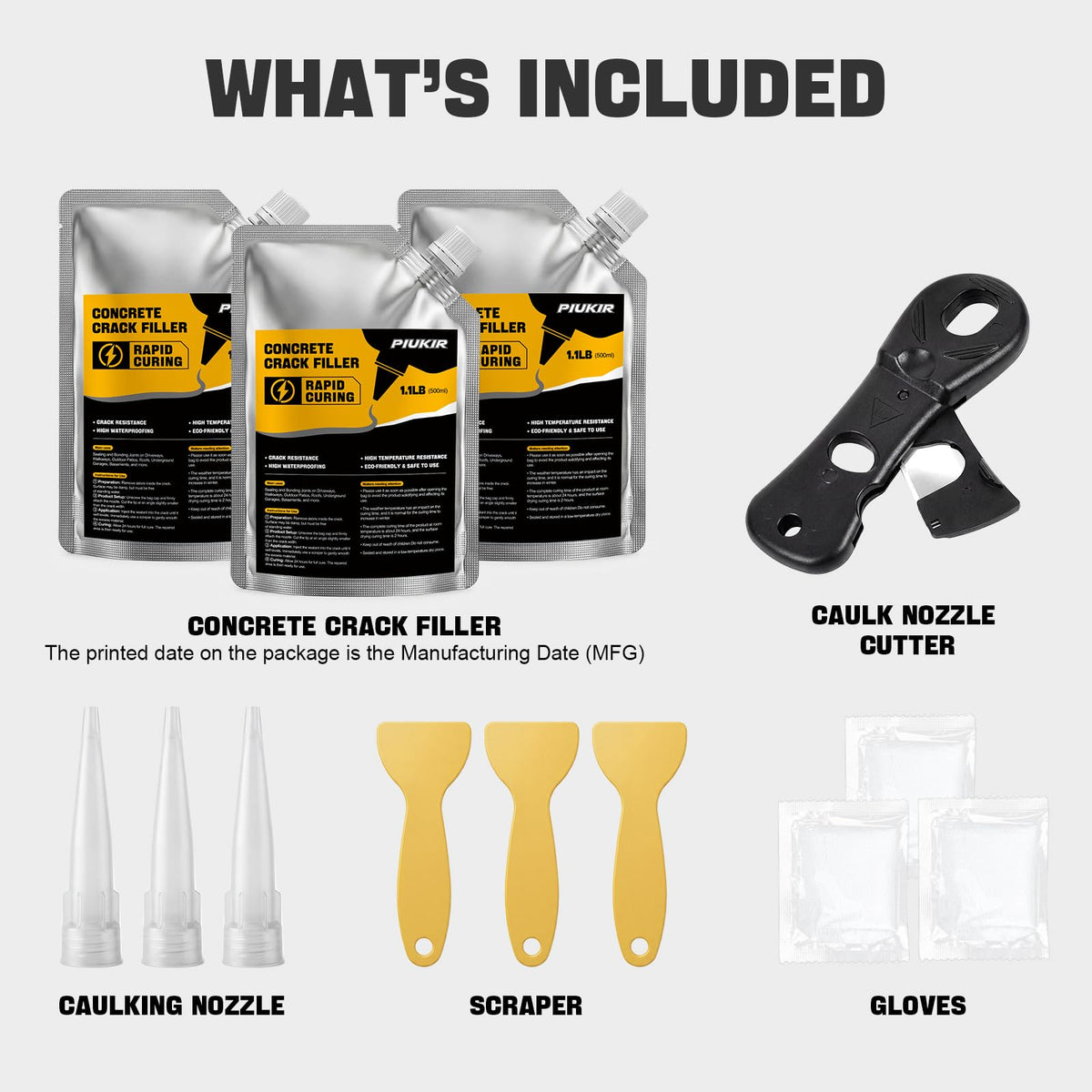 Piukir Concrete Crack Filler applied on driveway for durable repair