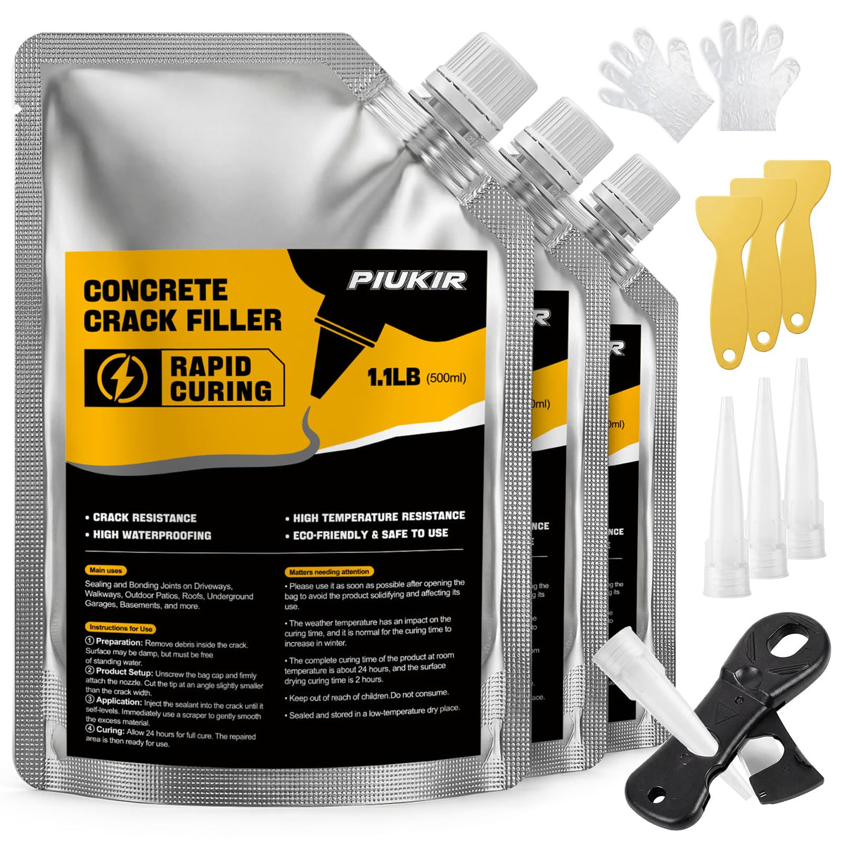 Piukir Concrete Crack Filler with nozzle cutter for easy application