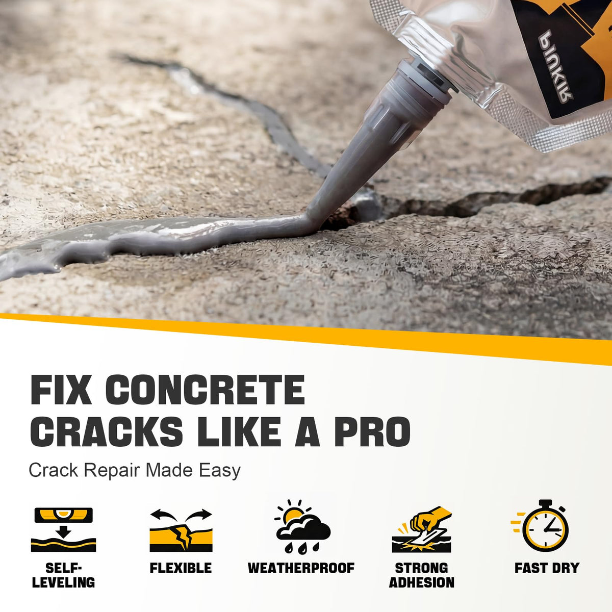 Piukir Concrete Crack Filler self-leveling application after pour