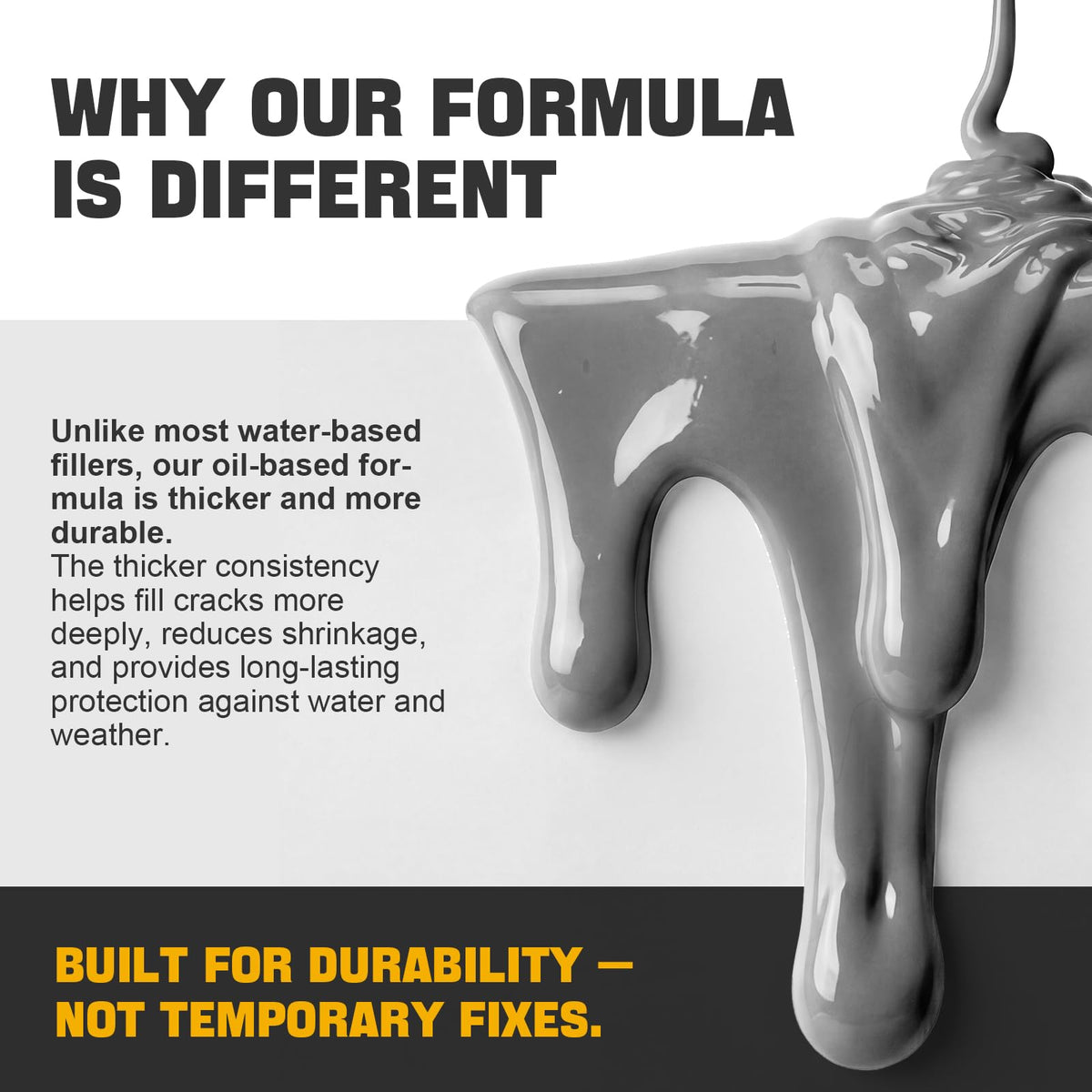 Piukir Concrete Crack Filler forms waterproof seal against weather
