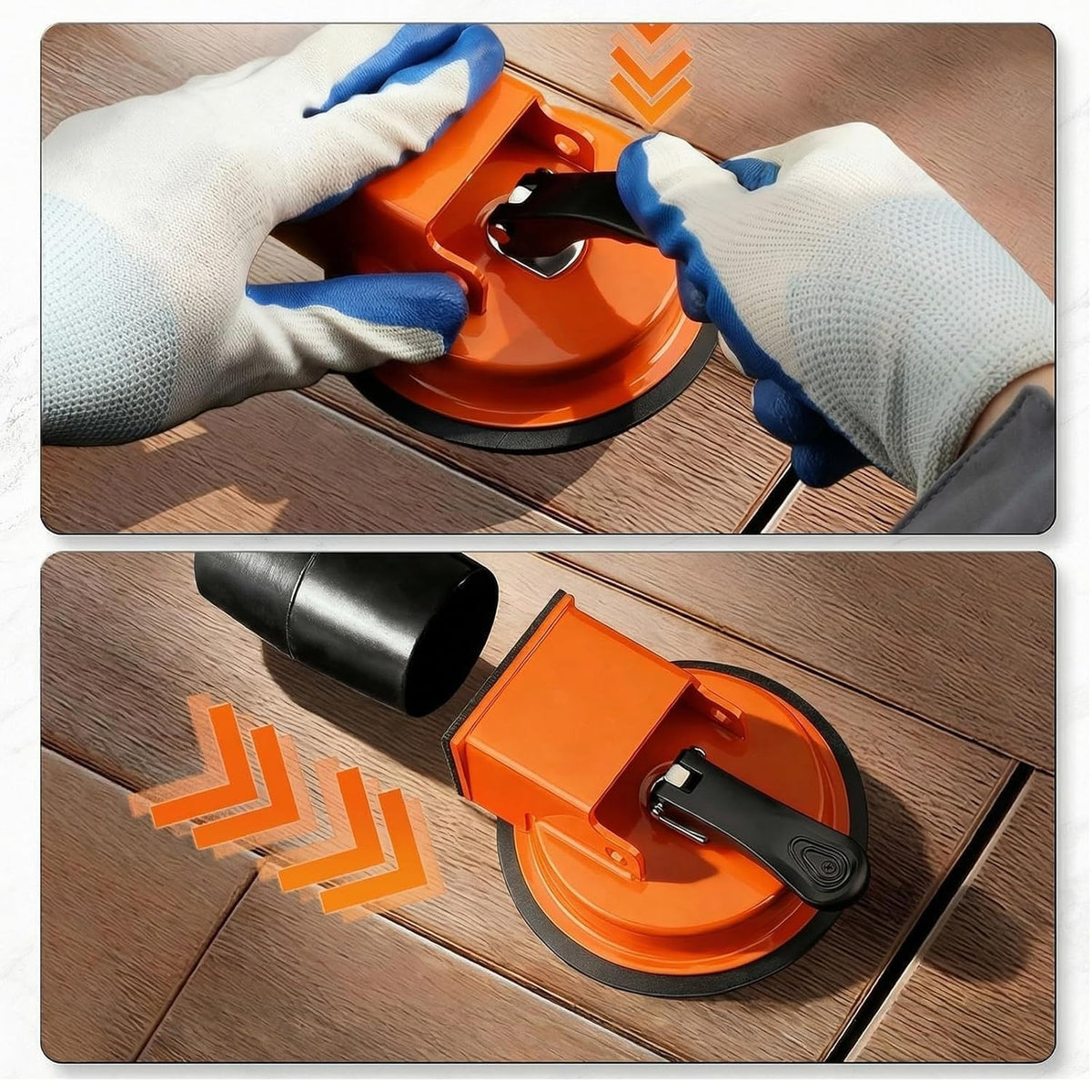 Carbon steel and rubber construction shown for long-lasting performance.