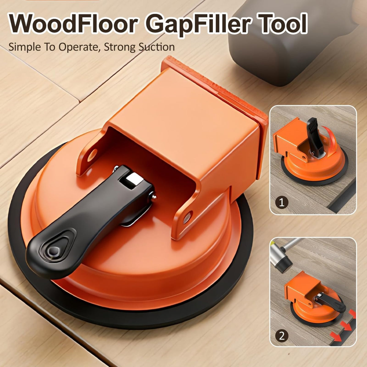 PIUOWAR Floor Gap Fixer Tool side view highlights robust carbon steel body built to withstand forceful use.