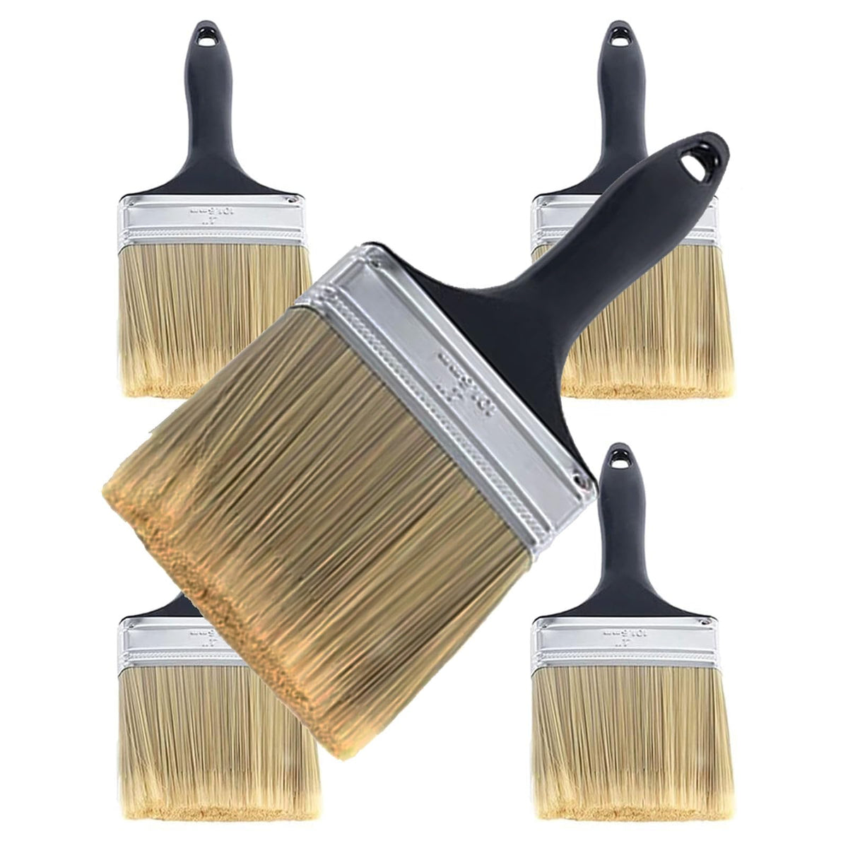 PiuQiuPia five-piece 4-inch flat brush set for quick, even coverage.
