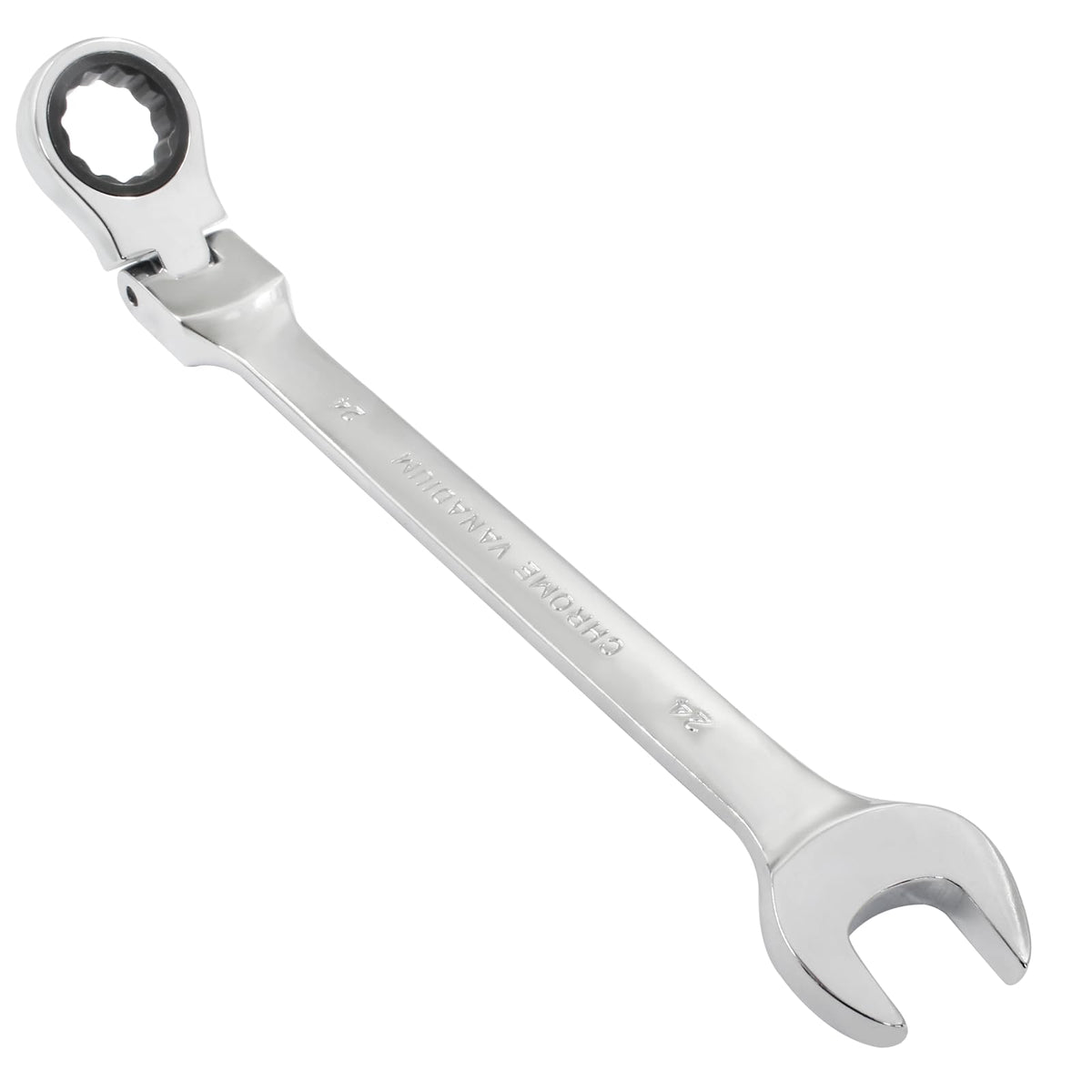 Piutouyar 24mm flex head wrench close view shows durable chrome vanadium steel