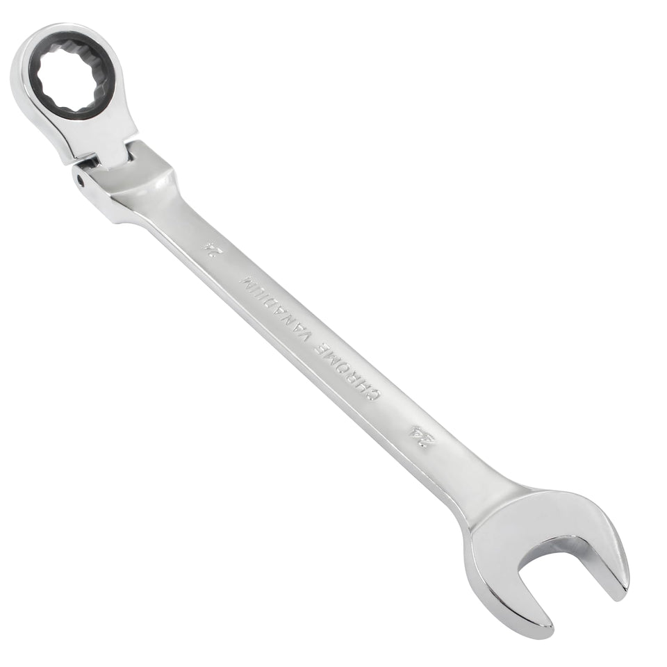 Piutouyar 24mm flex head wrench close view shows durable chrome vanadium steel