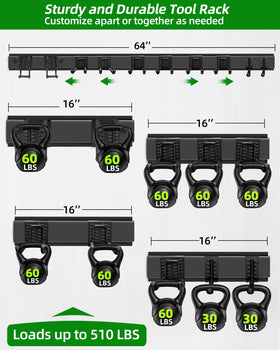 PIYILO adjustable hooks on rails configured for versatile tool placement