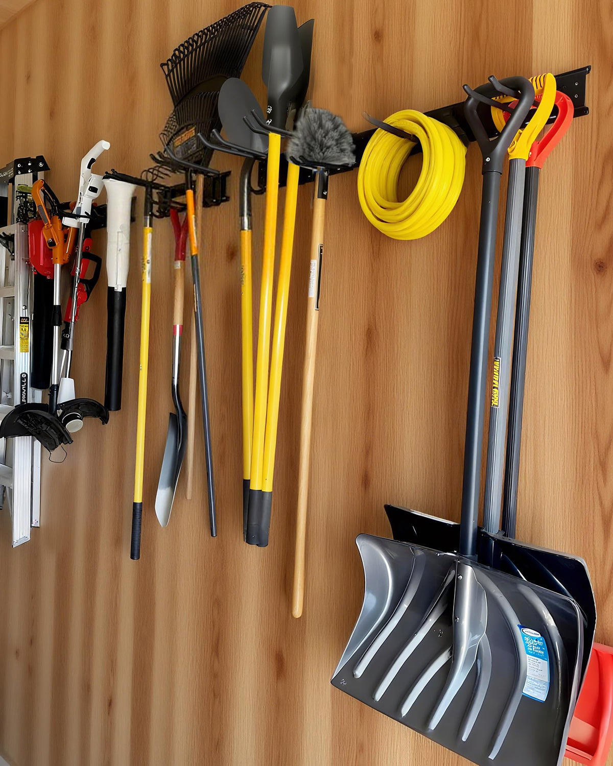 PIYILO garden tools neatly organized on wall rack