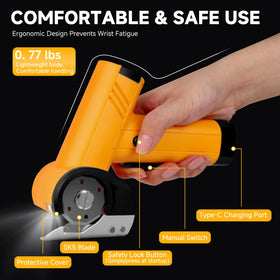 PJE scissors cutting cardboard to demonstrate clean, straight edges