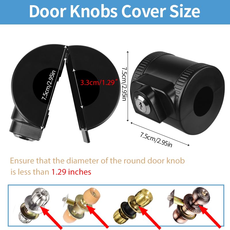 PKLIYH bedroom door safety cover installed on a knob for caregiver support.
