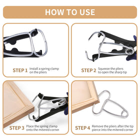 Planeko glue-up setup with clamps securing miters for picture frames