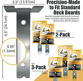 Plank Rite spacing tool between-boards guides gaps for a neat finish.