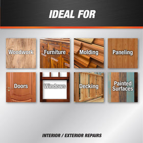 PLASTIC WOOD DAP X fills nail holes and scratches on wood
