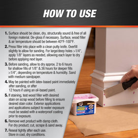 PLASTIC WOOD DAP X fill accepts stain and paint for natural look