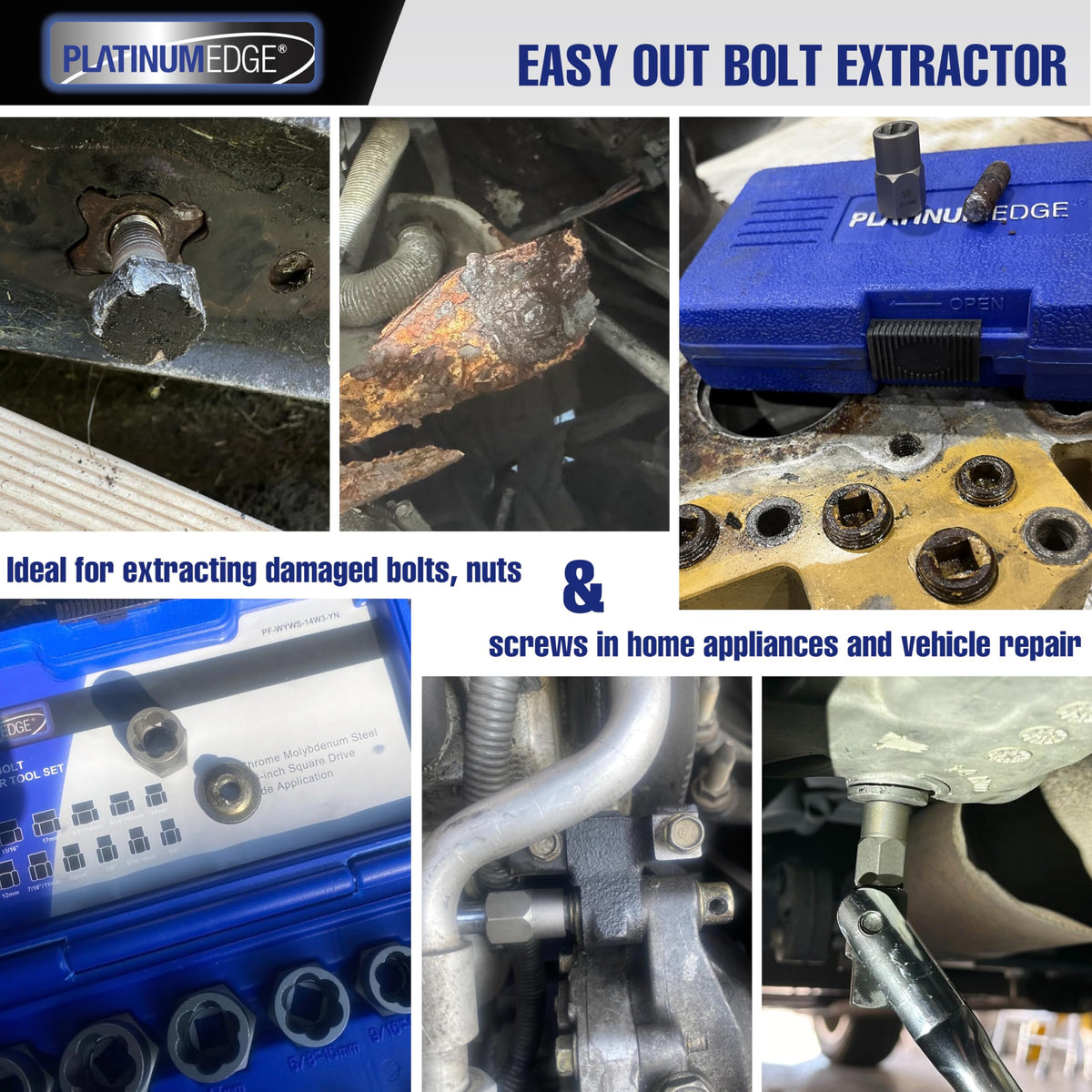 PLATINUMEDGE heavy-duty blow-molded case keeps tools organized.
