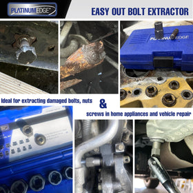 PLATINUMEDGE heavy-duty blow-molded case keeps tools organized.