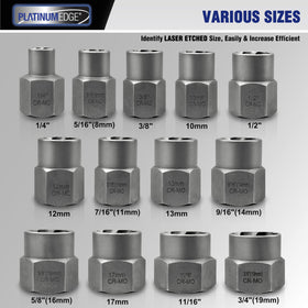 PLATINUMEDGE CR-MO steel removers deliver durable extraction of rusted fasteners.
