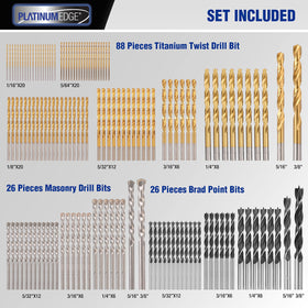 PLATINUMEDGE 88pc titanium twist bits with rust resistance for metal drilling