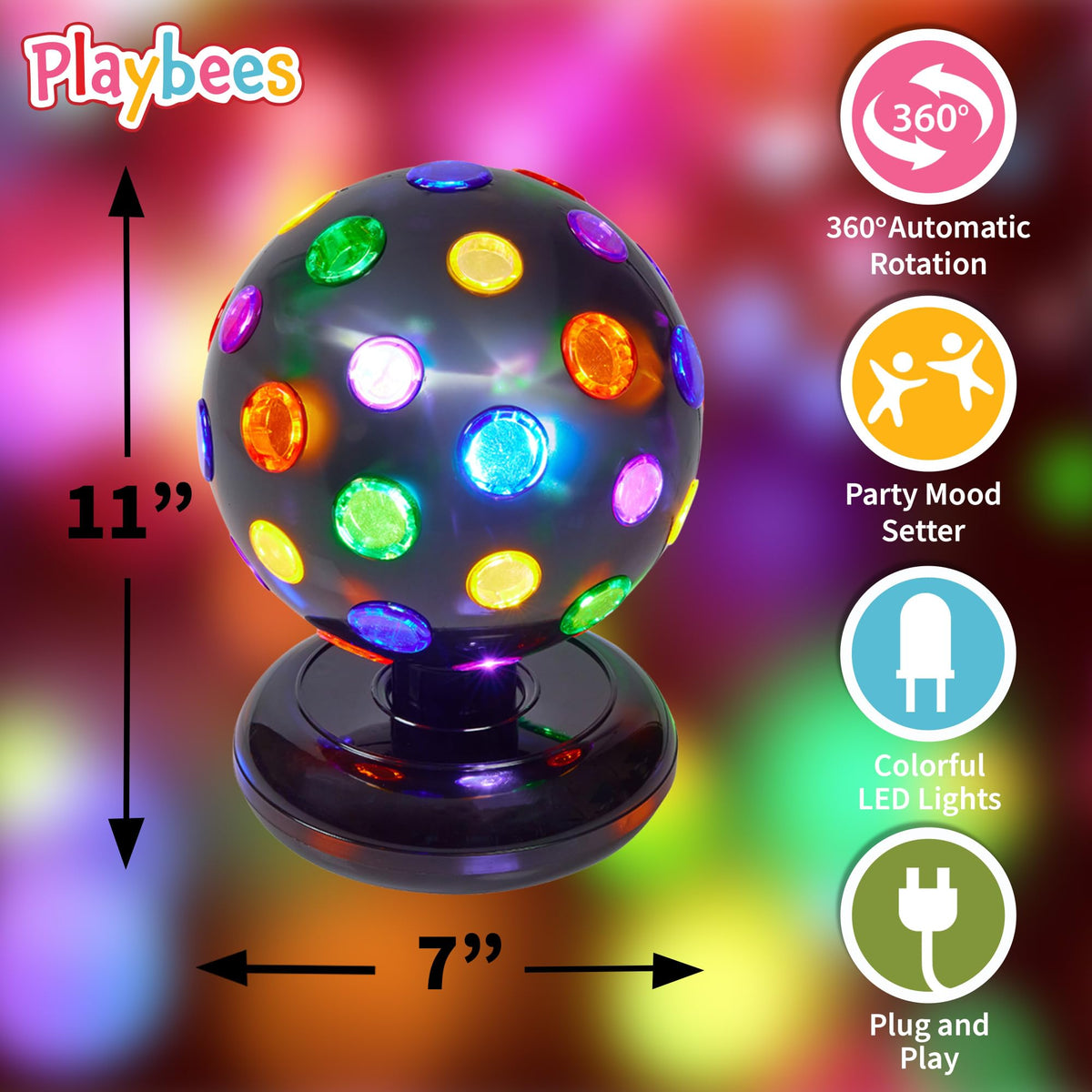 Playbees durable disco ball construction provides long-lasting party ambiance and centerpiece appeal.