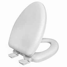 Plexon soft cushioned toilet seat, elongated white, durable comfort for daily bathroom use.