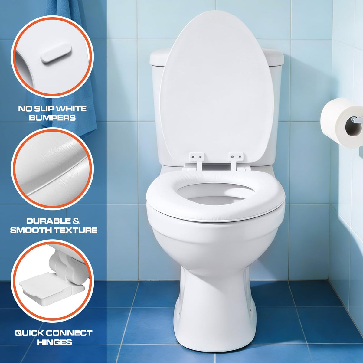 Plexon white finish brightens bathroom aesthetics and promotes cleanliness.