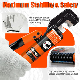 Pliertool anti slip grip and gloves enhance control during crimping