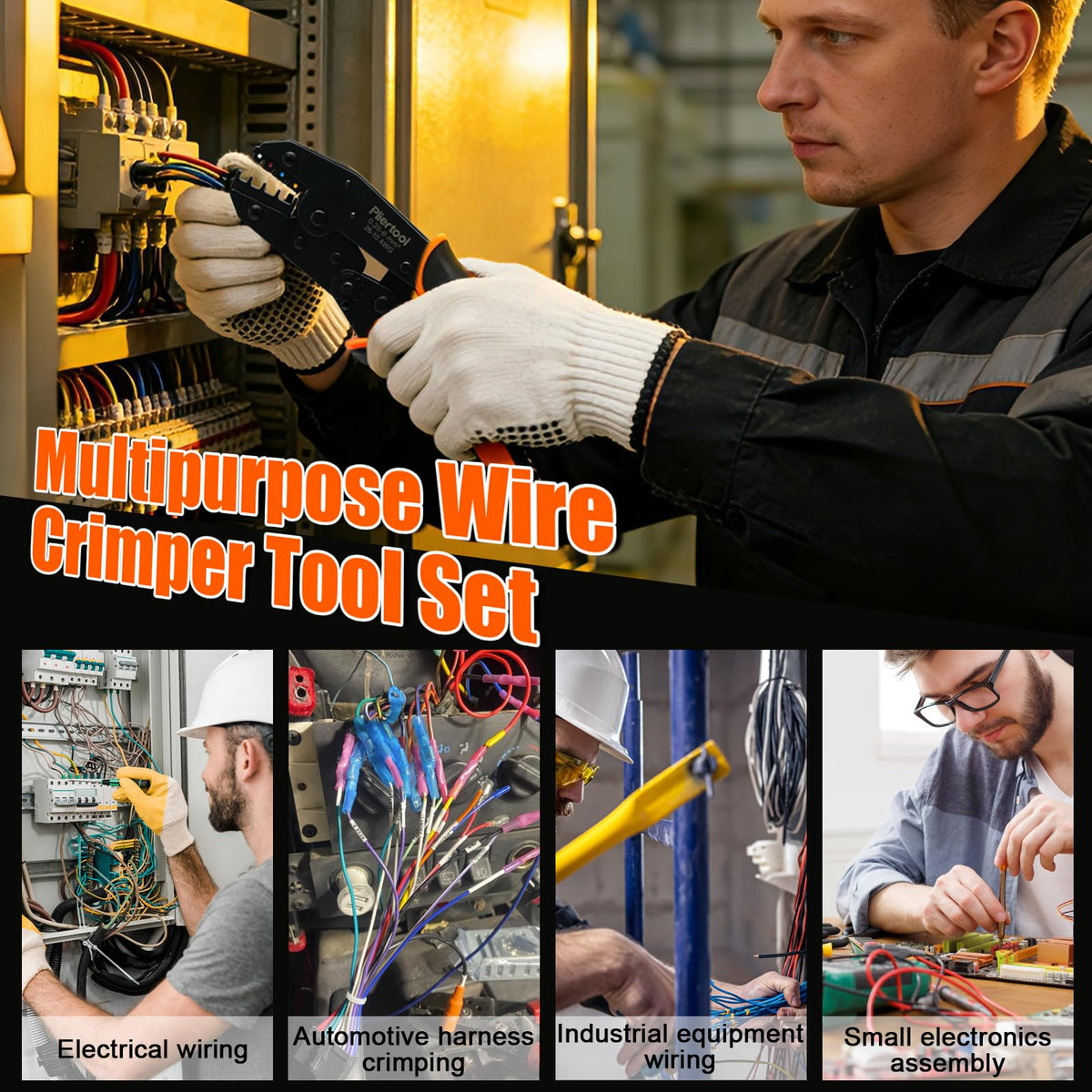 Pliertool crimping tool with adjustable star wheel for tailored crimp height.