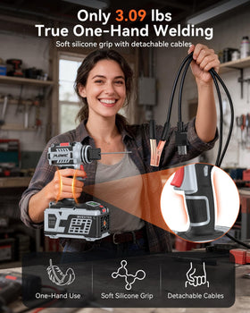 PLOWIC lightweight welder weighs 3.09 lbs for easy transport and setup.