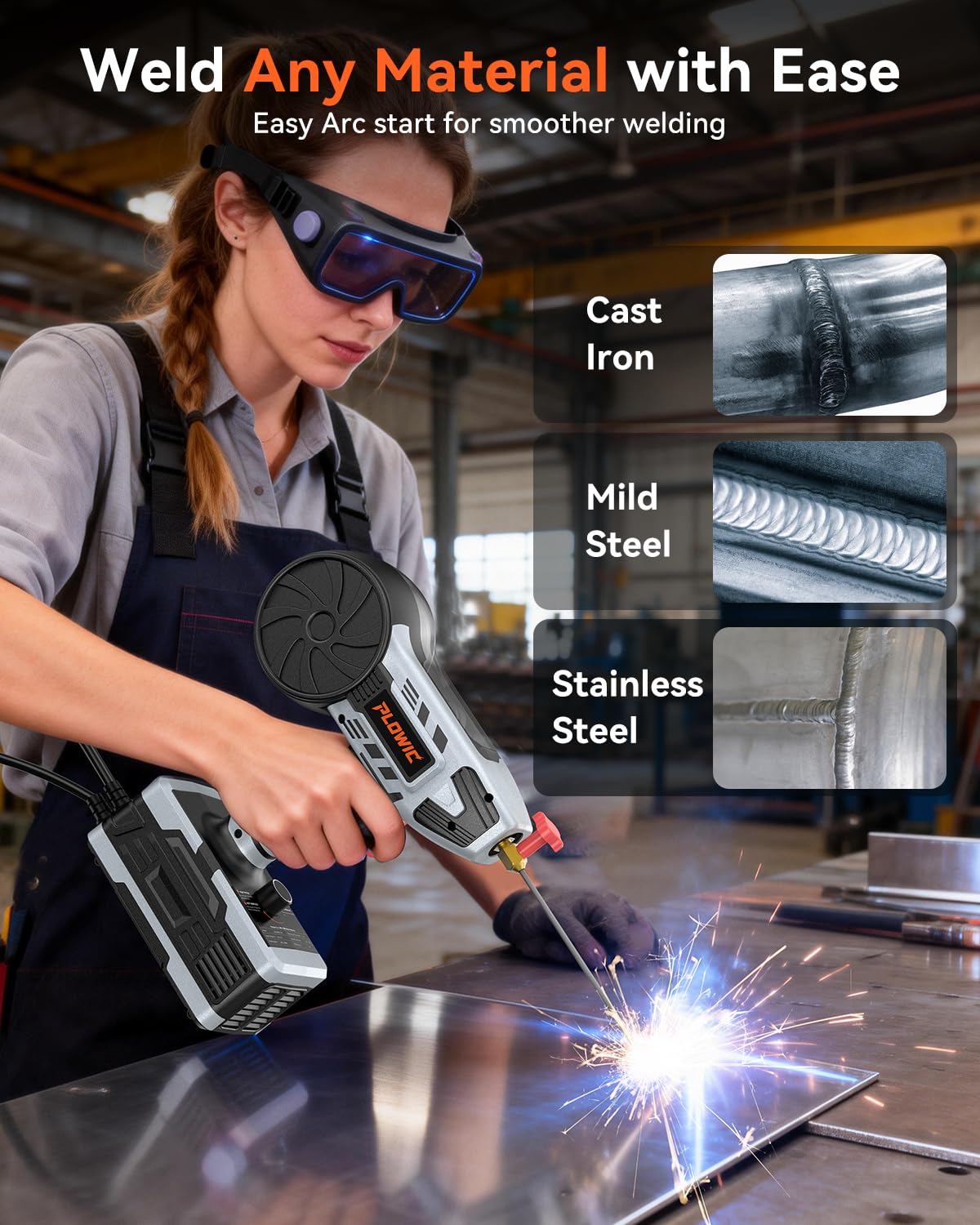 PLOWIC complete welding kit laid out with glasses, brushes, and rods included.