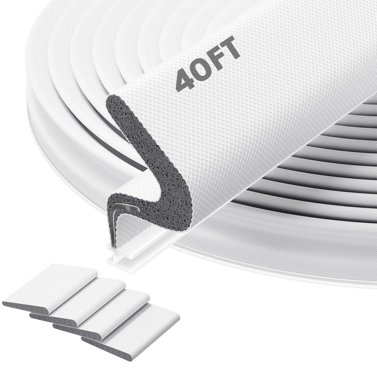 Pluden 40ft door weather strip front view showing full kit benefits