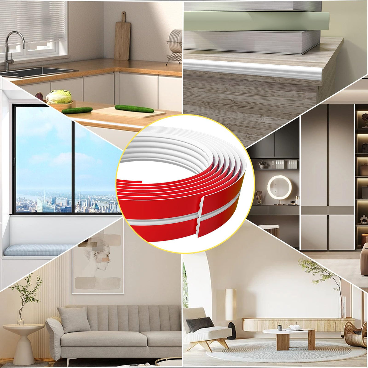 Pluden stairs and baseboards edge trim for refined protection.