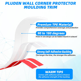Pluden three-in-one corner guard with caulk strip for versatile corner finishing.
