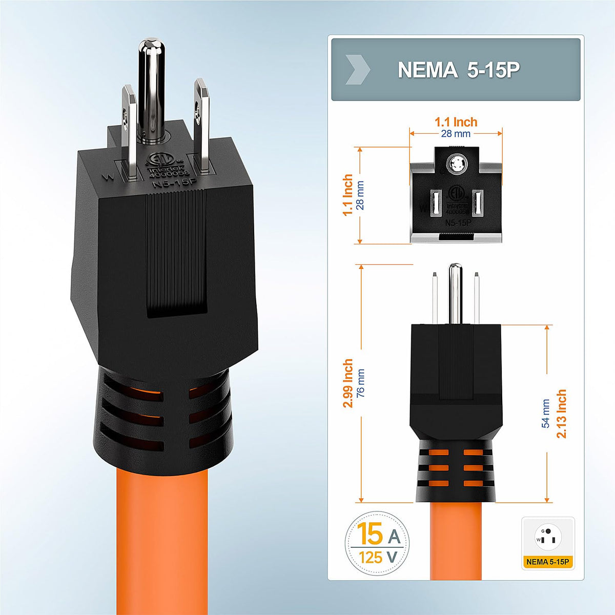 Plugrand 1ft cable close-up highlights 12 AWG conductors for reliable power