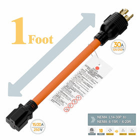 Plugrand 1ft STW 10AWG cord close-up showing sturdy construction.
