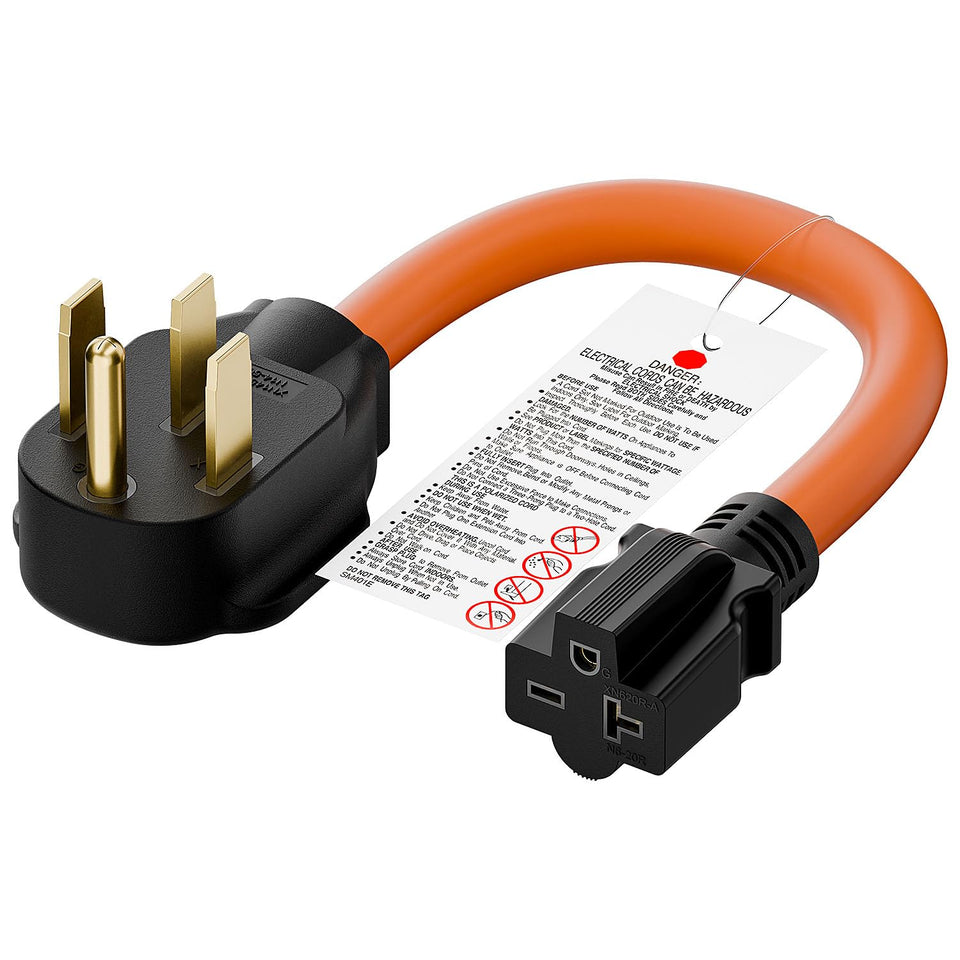 Plugrand 1ft STW 10/3 NEMA 14-50P to 6-20R adapter, ideal for outdoor charging
