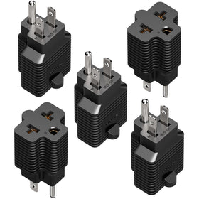 Plugrand 5-pack 4-in-1 adapter close-up showing versatile outlet compatibility