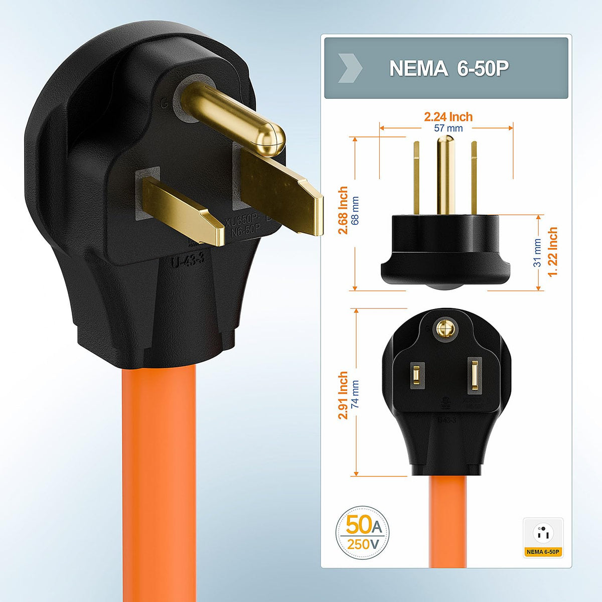 Plugrand brass blades and molded jacket for secure, long-lasting connections.