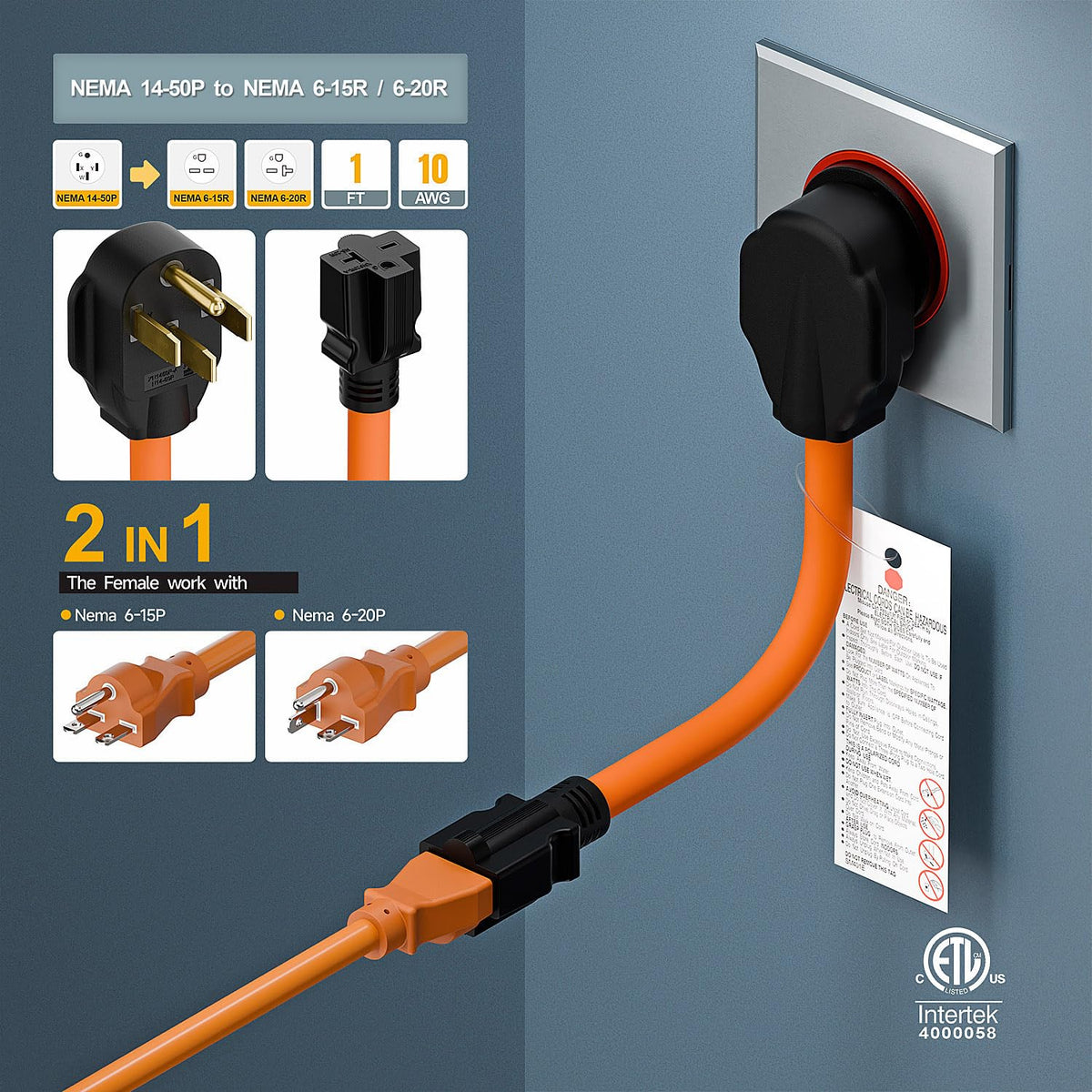 Plugrand adapter suited for EV, dryer, and generator connections