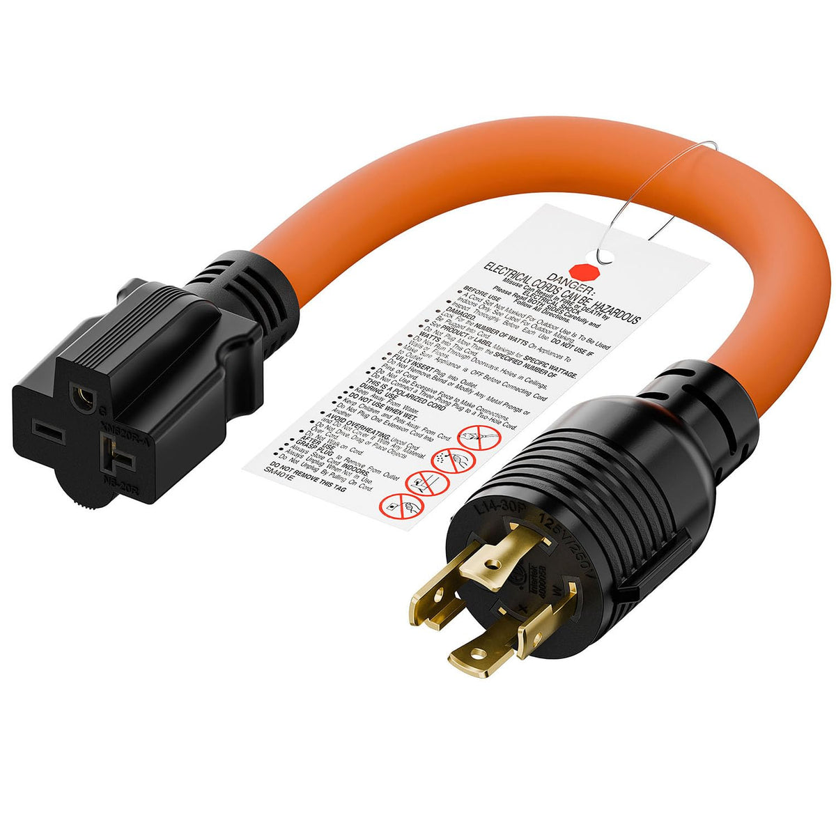 Plugrand L14-30P locking plug front view for secure outdoor power connections.