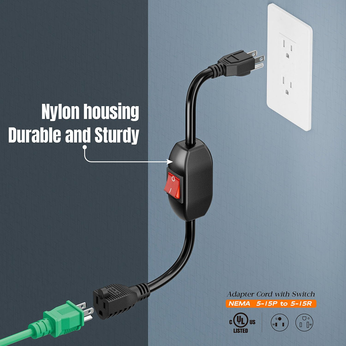 Plugrand NEMA 5-15P to NEMA 5-15R extension for reliable gadget connections