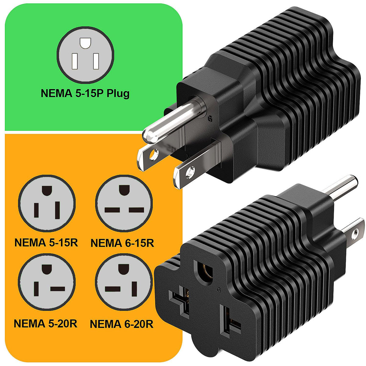 Plugrand PVC molded power adapter front view for safe handling